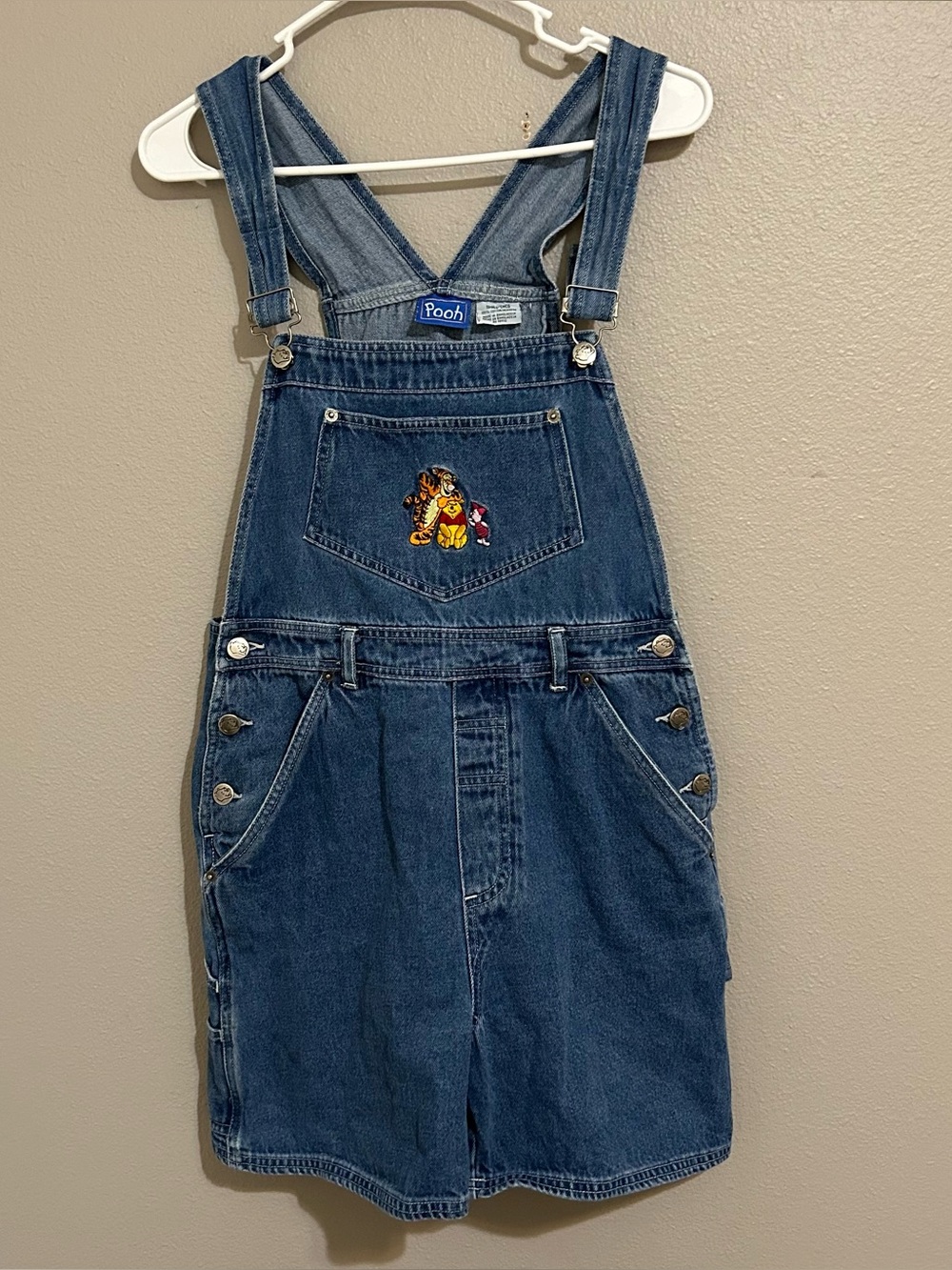 Vintage Disney Winnie The Pooh Cotton Denim Overalls Shorts Women’s Size Small